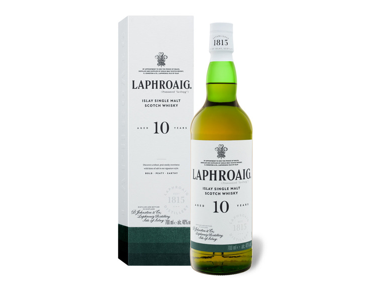 LAPHROAIG 10 Jahre Islay Single Malt Scotch Whisky mit Geschenkbox 40% Vol