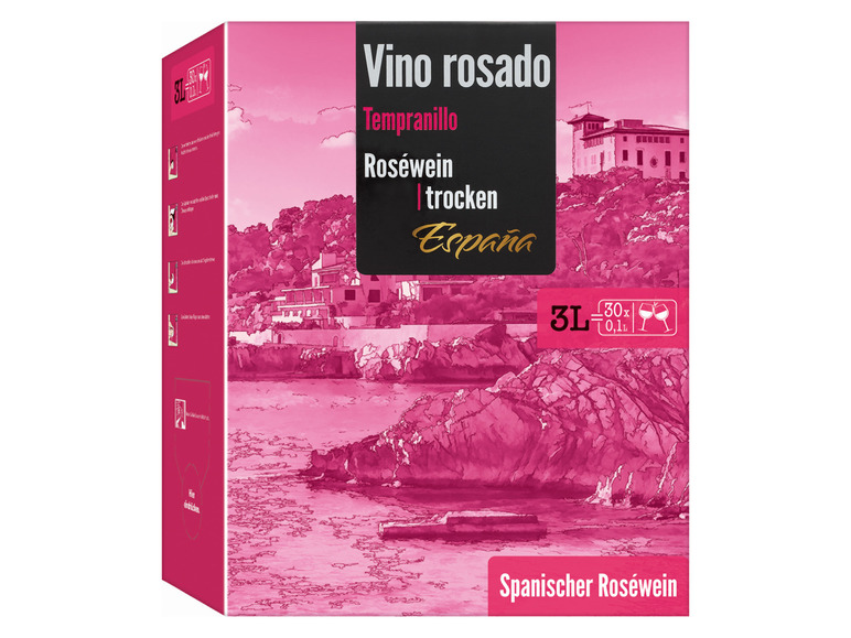 Vino Rosado Tempranillo 3-l-Bag-in-Box trocken, Roséwein 2025