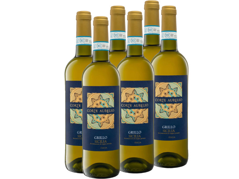 6 x 0,75-l-Flasche Weinpaket Grillo Sicilia DOP trocken, Weißwein