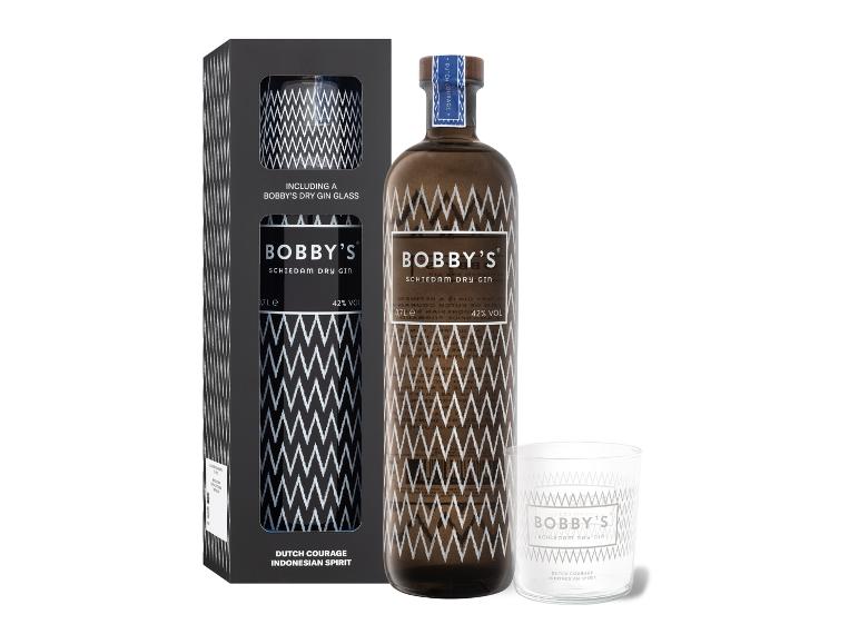 Bobby's Schiedam Dry Gin mit Geschenkbox und Glas 42% Vol