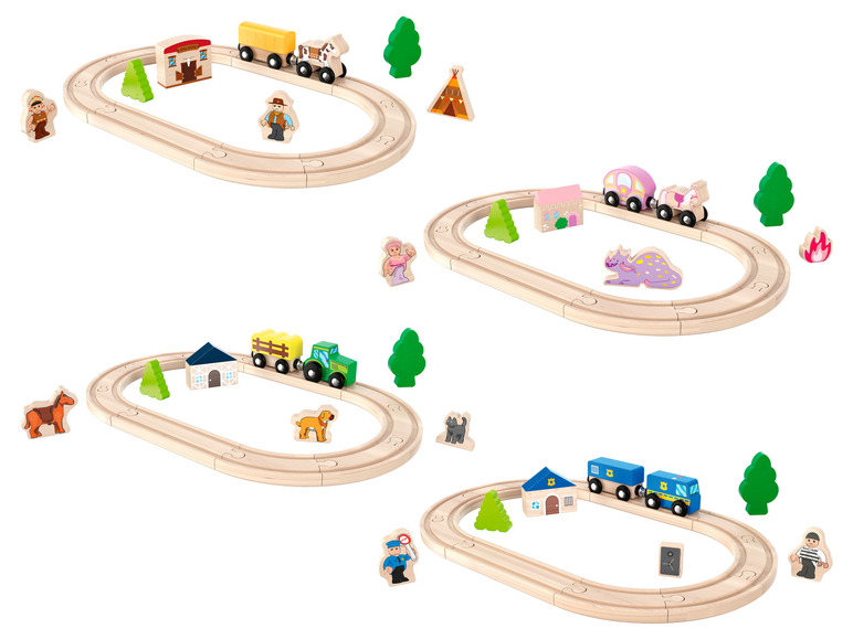 PLAYTIVE Holz Bahnset, 18-teilig