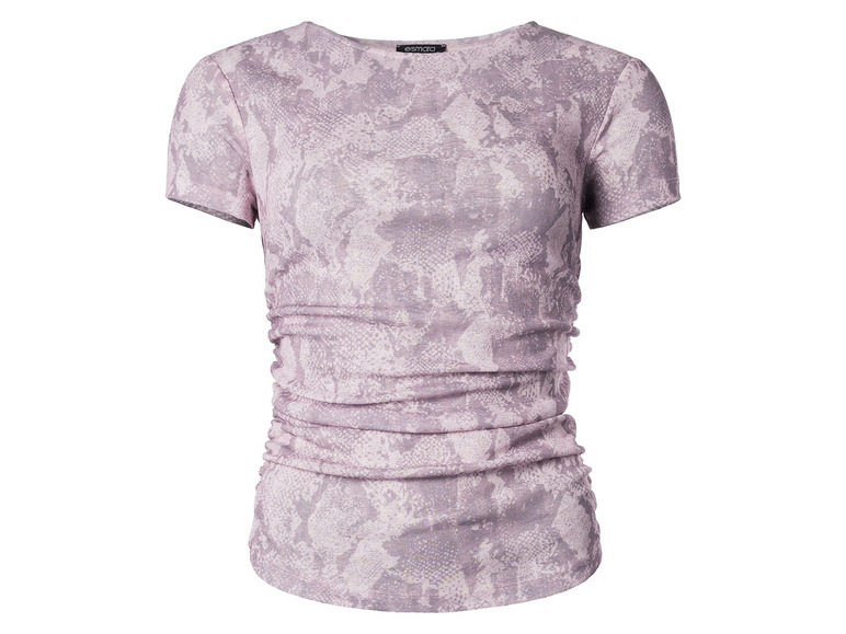 ESMARA® Damen Mesh-T-Shirt mit modischem Snake-Print, rosa