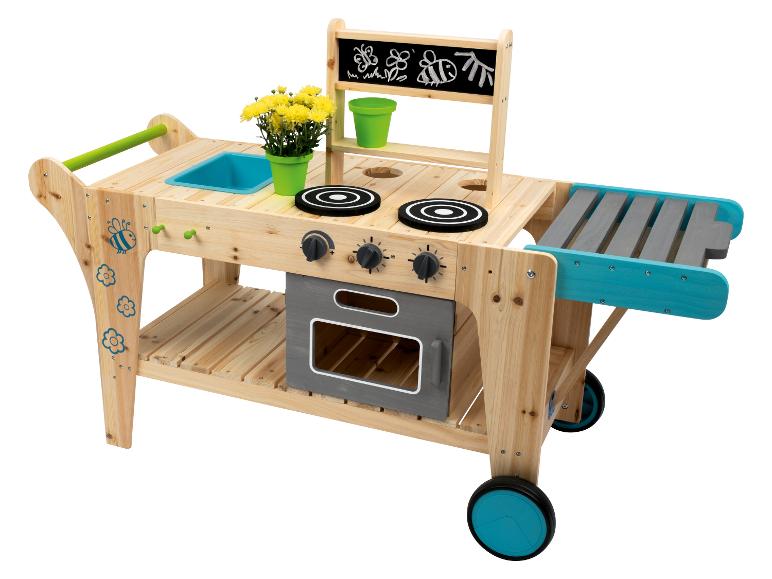 PLAYTIVE Outdoor Matschküche auf Rädern, aus Echtholz
