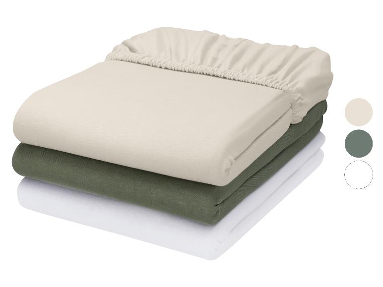 LIVARNO® Jersey-Spannbettlaken mit Leinen, 140-160 x 200 cm