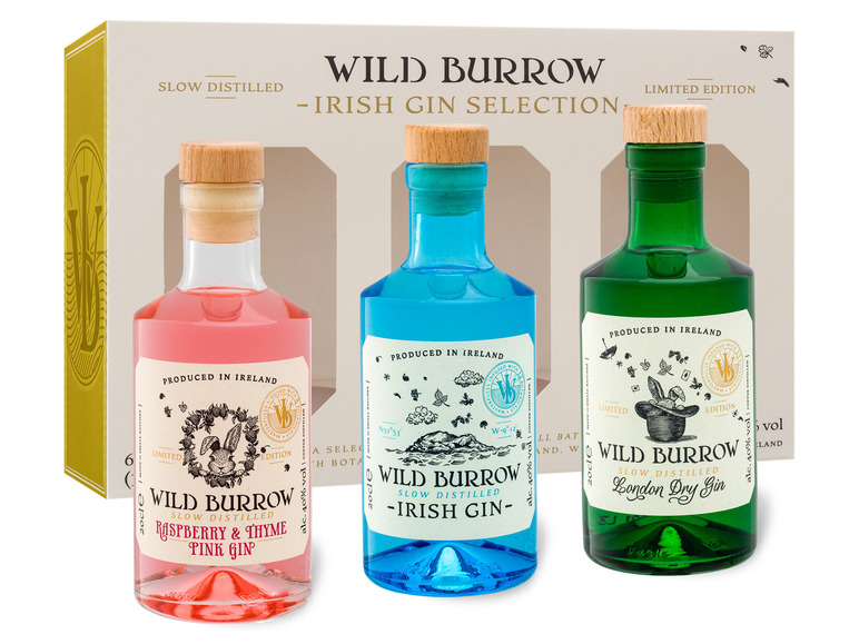 WILD BURROW Irish Gin Selection 3 x 200ml-Flaschen, 40% Vol