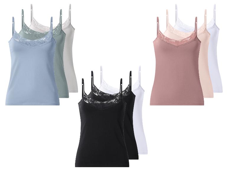 ESMARA® Damen Spaghettiträgerhemd mit Spitze, 3 Stück