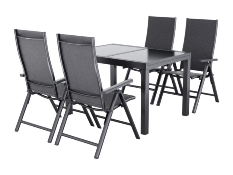 LIVARNO® Alu-Set »Houston«, 5-teilig - Ausziehtisch & 4 Klappsessel, grau