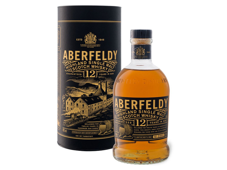 ABERFELDY 12 Jahrs Old Highland Single Malt Scotch Whisky mit Geschenkbox 40% Vol