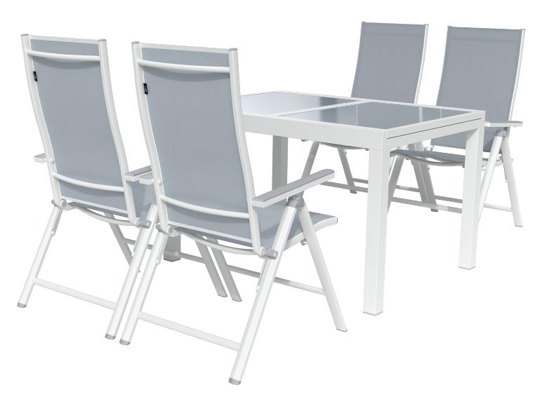 LIVARNO HOME Alu-Set »Houston«, 5-teilig - Ausziehtisch & 4 Klappsessel, weiß