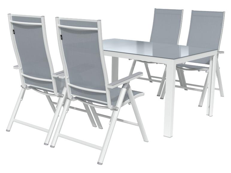 LIVARNO HOME Alu-Set »Houston«, 5-teilig - Standardtisch & 4 Klappsessel, weiß